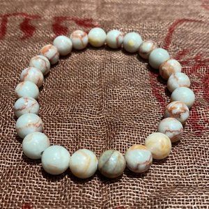 8MM Indonesian Picture Jasper Bead Stretchy Bracelet